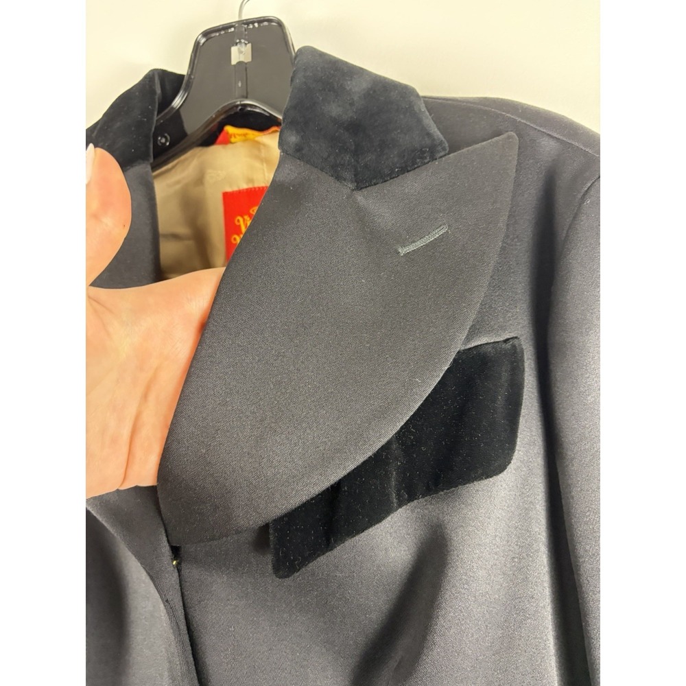 Vintage Vivienne Westwood Red Label Wool Black Blazer Velvet Collar 90s SZ 42 - Picture 2 of 11